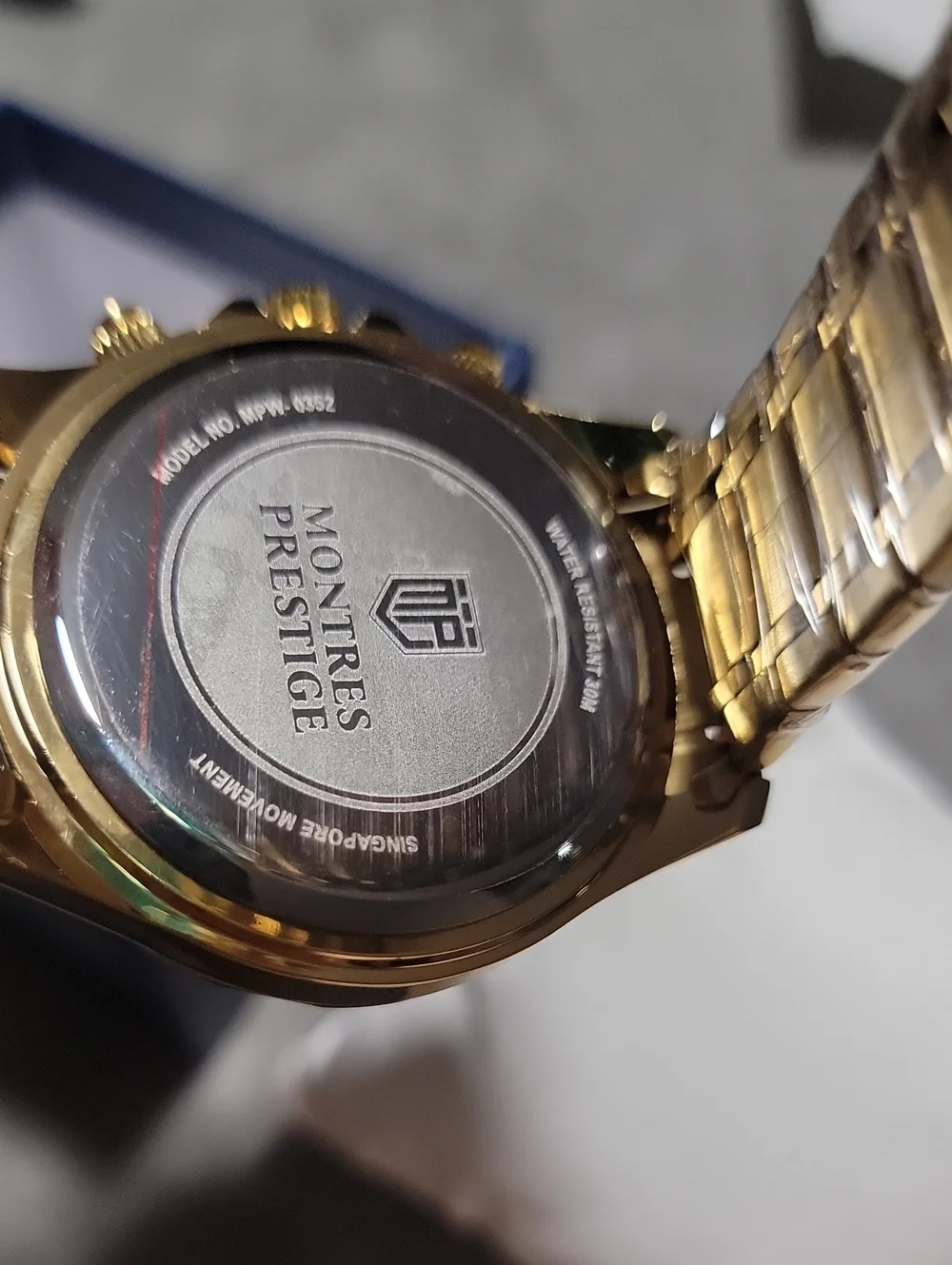 New⌚️Montres Prestige Gold-tone Chronograph Style 45mm Watch Black Dial MPW-0352
